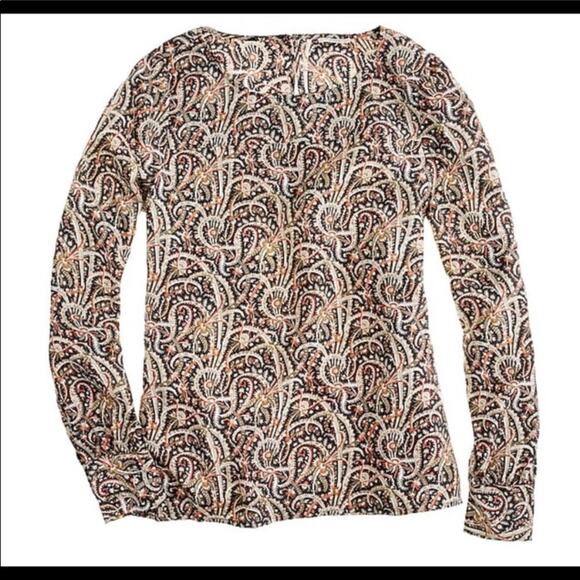 J.CREW SILK TALITHA FEATHER PAISLEY PULLOVER - Picture 2 of 6